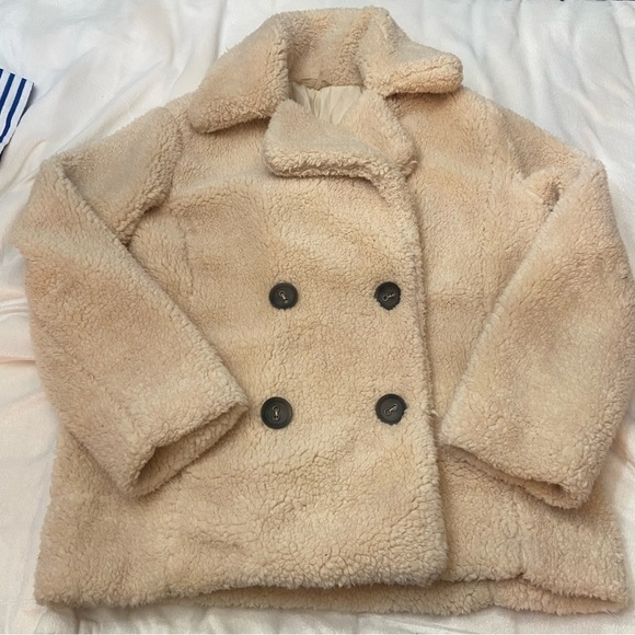 Free People notched Teddy peacoat Jacket cream nbnn - Picture 13 of 16